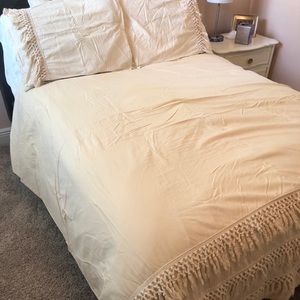 Queen duvet cover and shams -off white 100% cotton